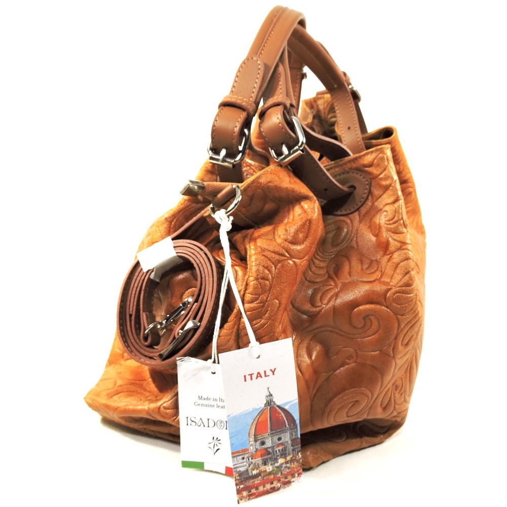 ISADORA 🇮🇹 WOMEN'S BROWN GENUINE LEATHER HANDBAG - Picture 3 of 4